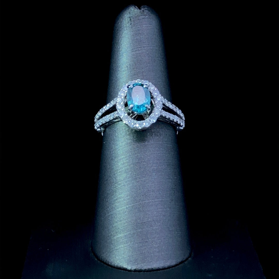 157496 - 1.53 ctw teal topaz and diamond ring