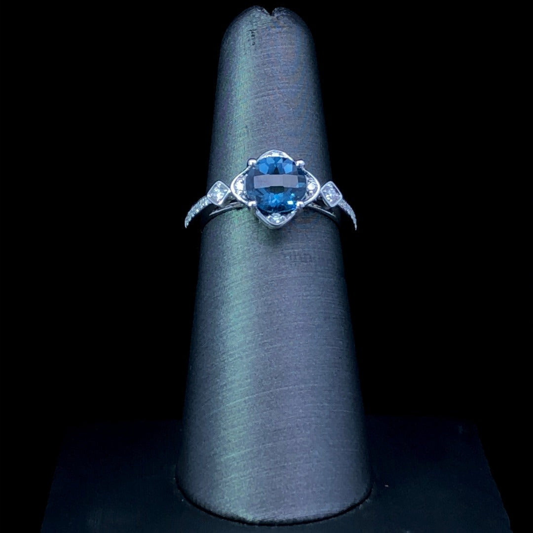 160102 - 1.77 ctw blue topaz and diamond ring
