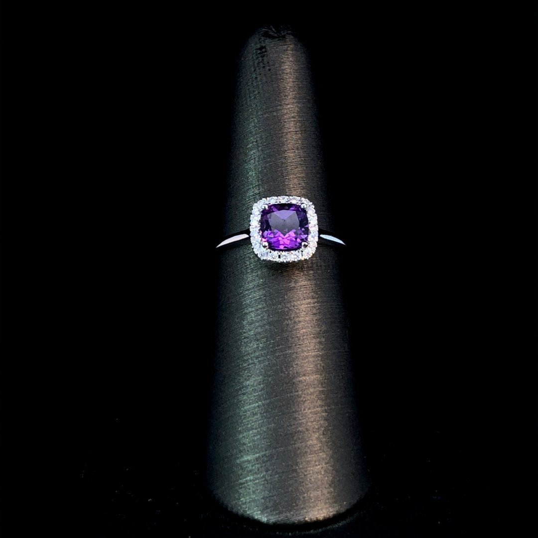 163632 - .96 ctw amethyst and diamond ring