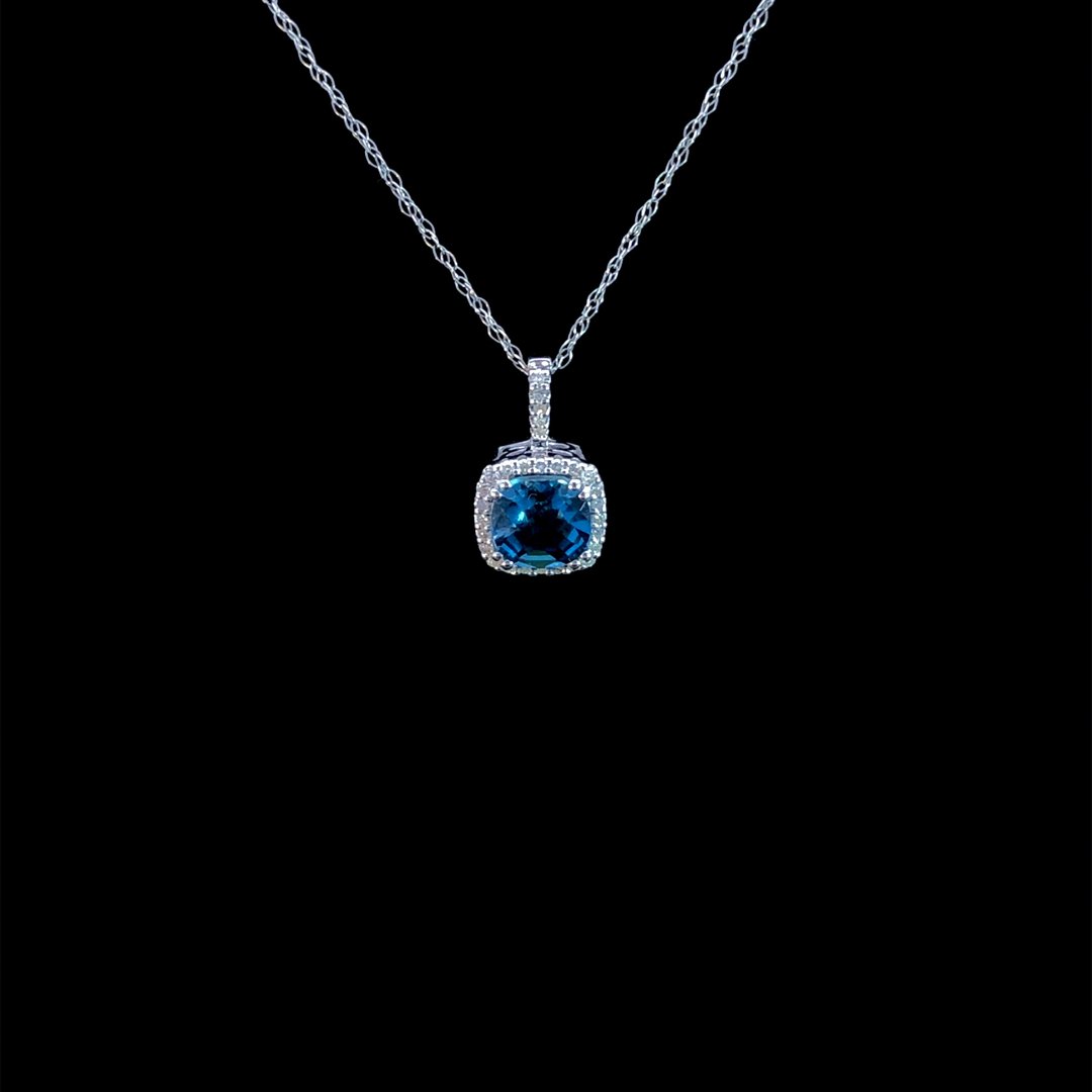 164059 - Blue topaz and diamond pendant