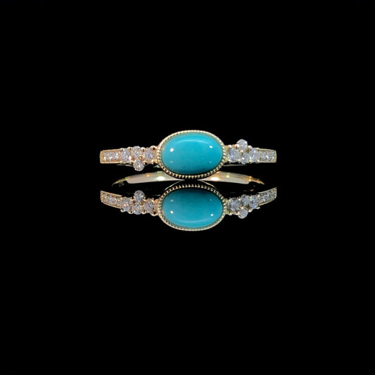 163304 - .44 ctw turquoise and diamond ring