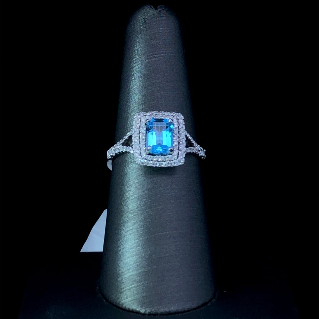 147116 - .27 ctw diamond and blue topaz ring