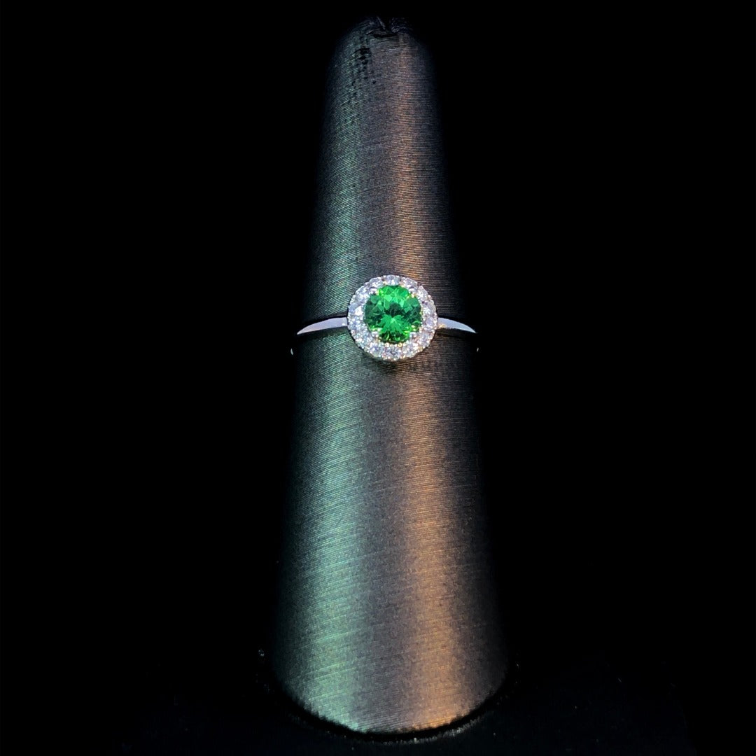 154927 - .13 ctw diamond and tsavorite garnet ring