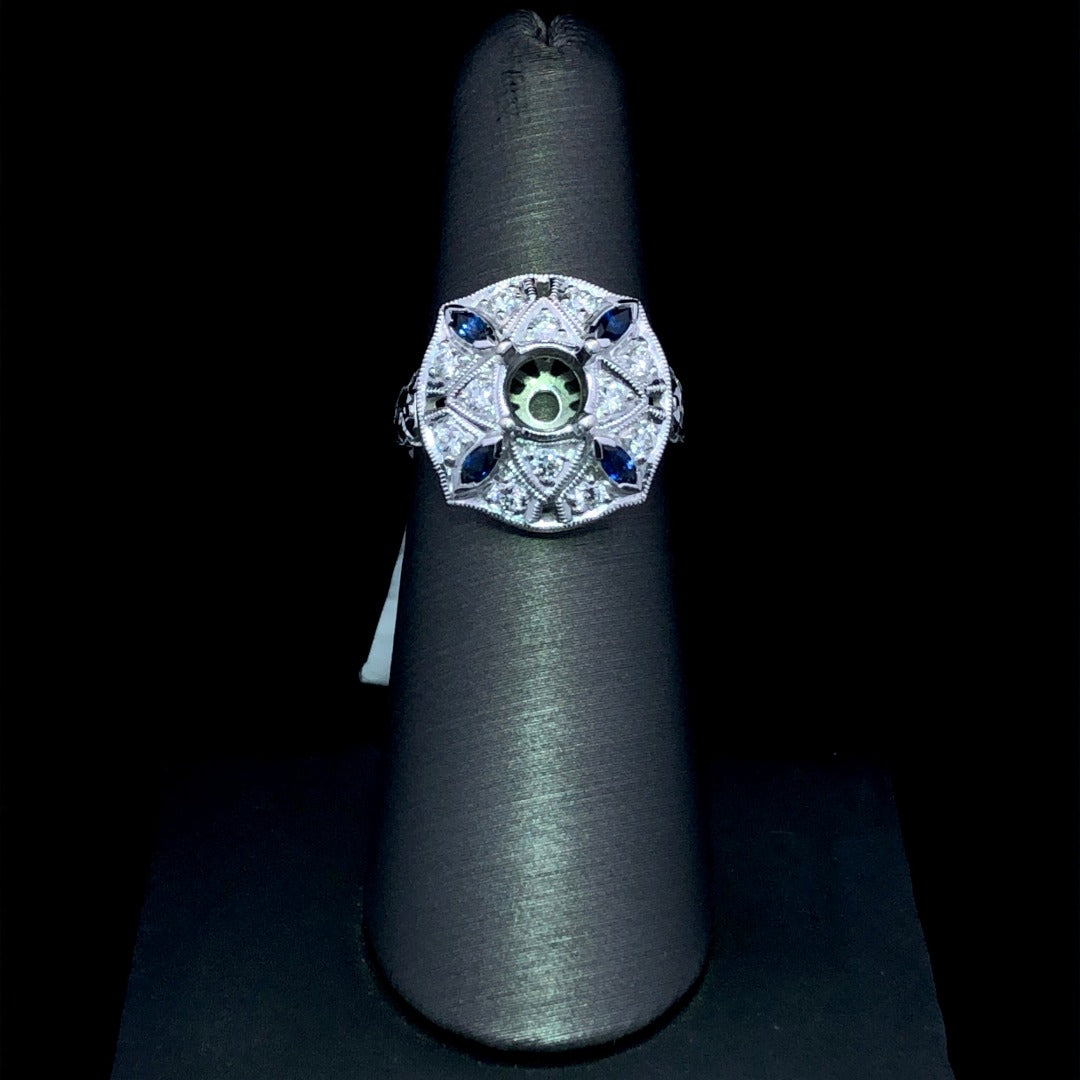 .72 ctw diamond and sapphire semi mount