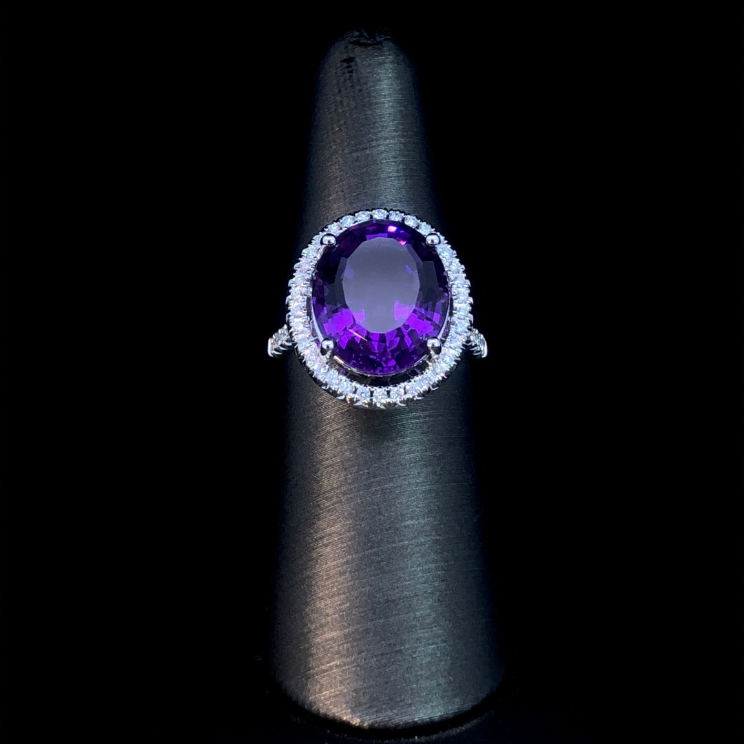 163224 - 8.14 ctw amethyst and diamond ring