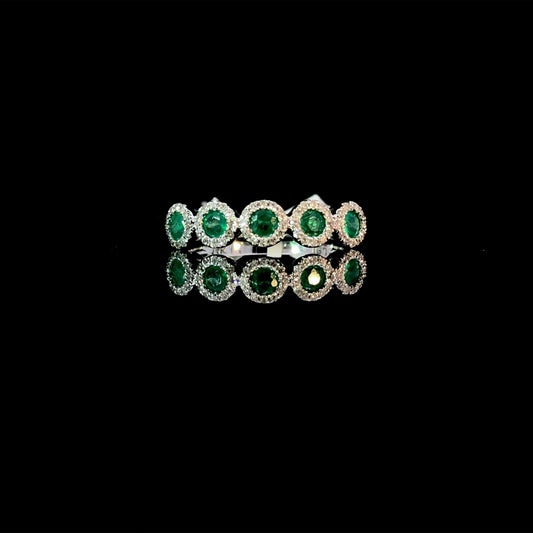 164027 - .85 ctw emerald and diamond ring