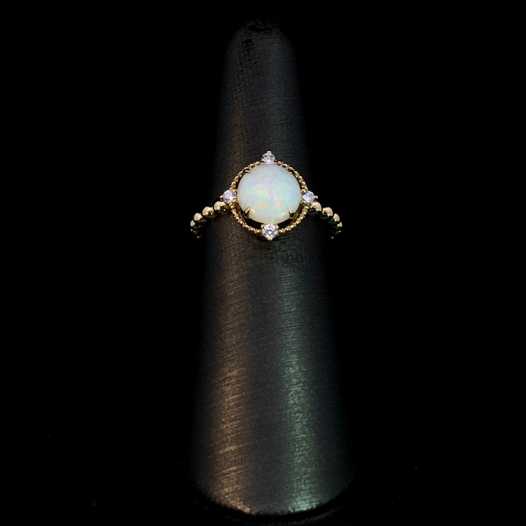 163323 - 1.14 ctw diamond and opal ring