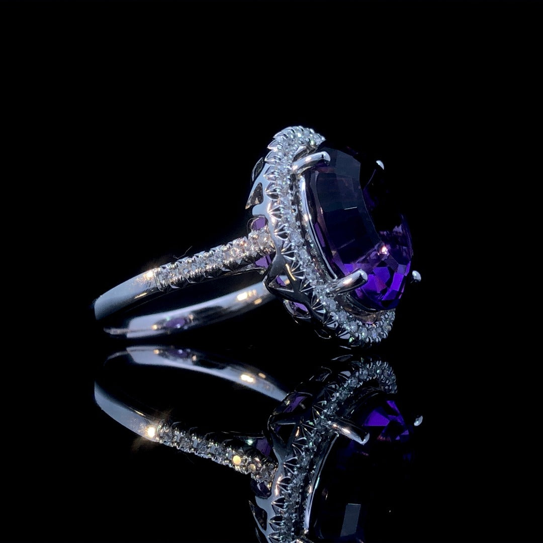 163224 - 8.14 ctw amethyst and diamond ring