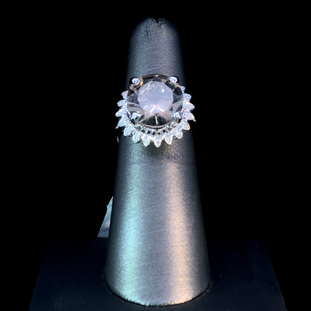 147746 - .18 ctw diamond and smokey quartz ring