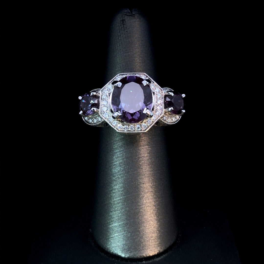 159047 - .54 ctw diamond and lab created Alexandrite ring
