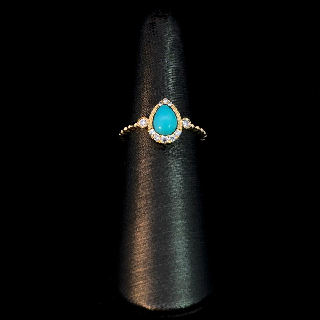 163301 - .61 ctw diamond and turquoise ring