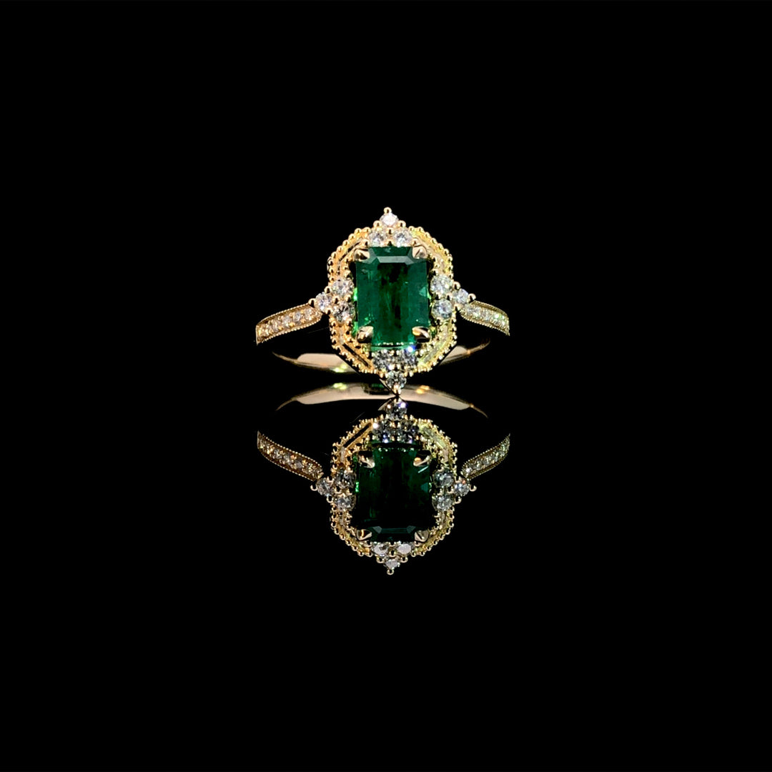 164648 - 1.37 ctw emerald and diamond ring