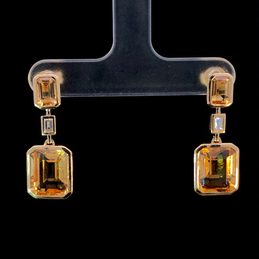 7.71 ctw Citrine and diamond earrings