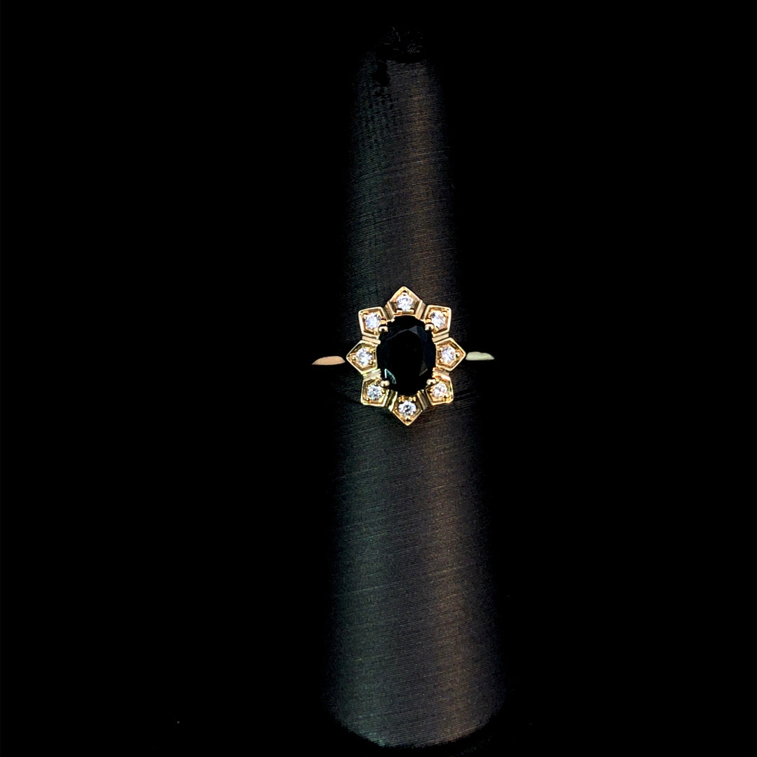 165777 - .80 ctw green tourmaline and diamond ring