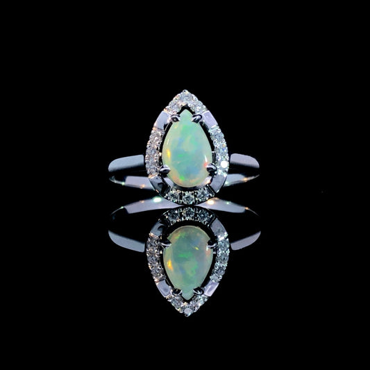 163225 - .45 ctw diamond and opal ring