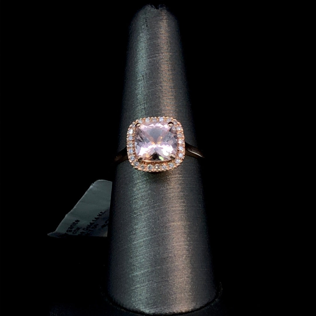 160290 - .15 ctw diamond and morganite ring