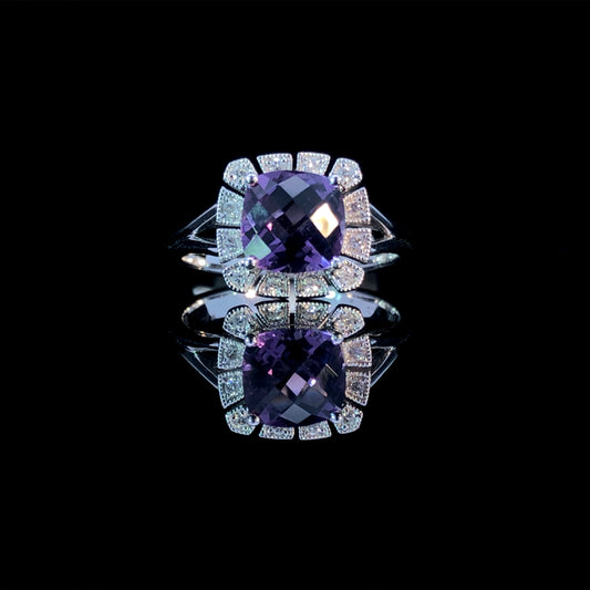 157652 - 1.45 ctw amethyst and diamond ring