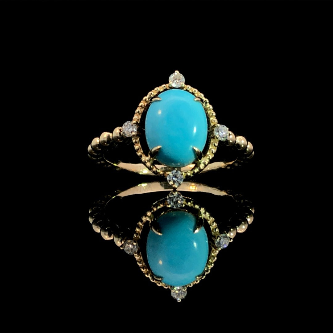 163302 - 1.79 ctw turquoise and diamond ring