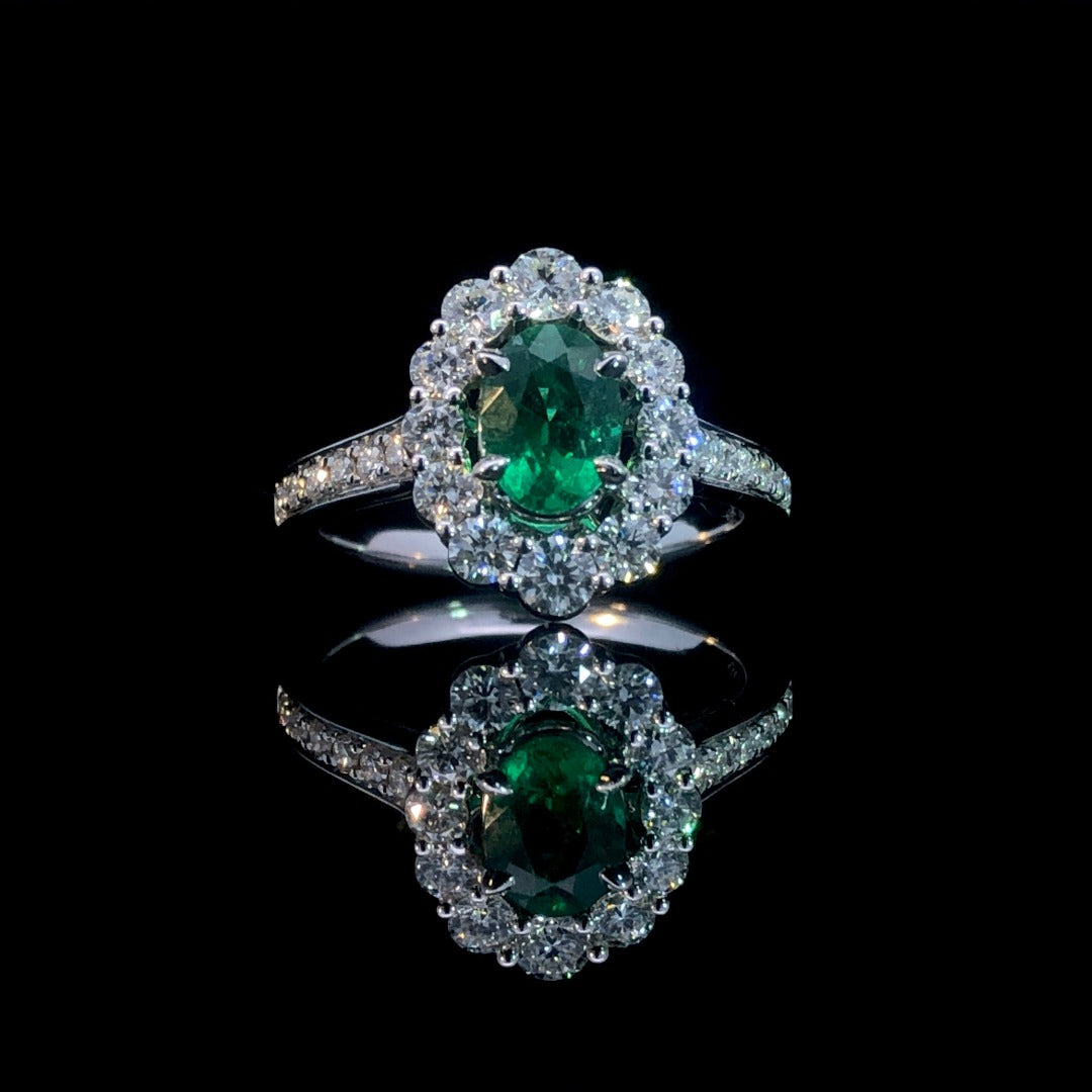 163227 - 1.59 ctw emerald and diamond ring