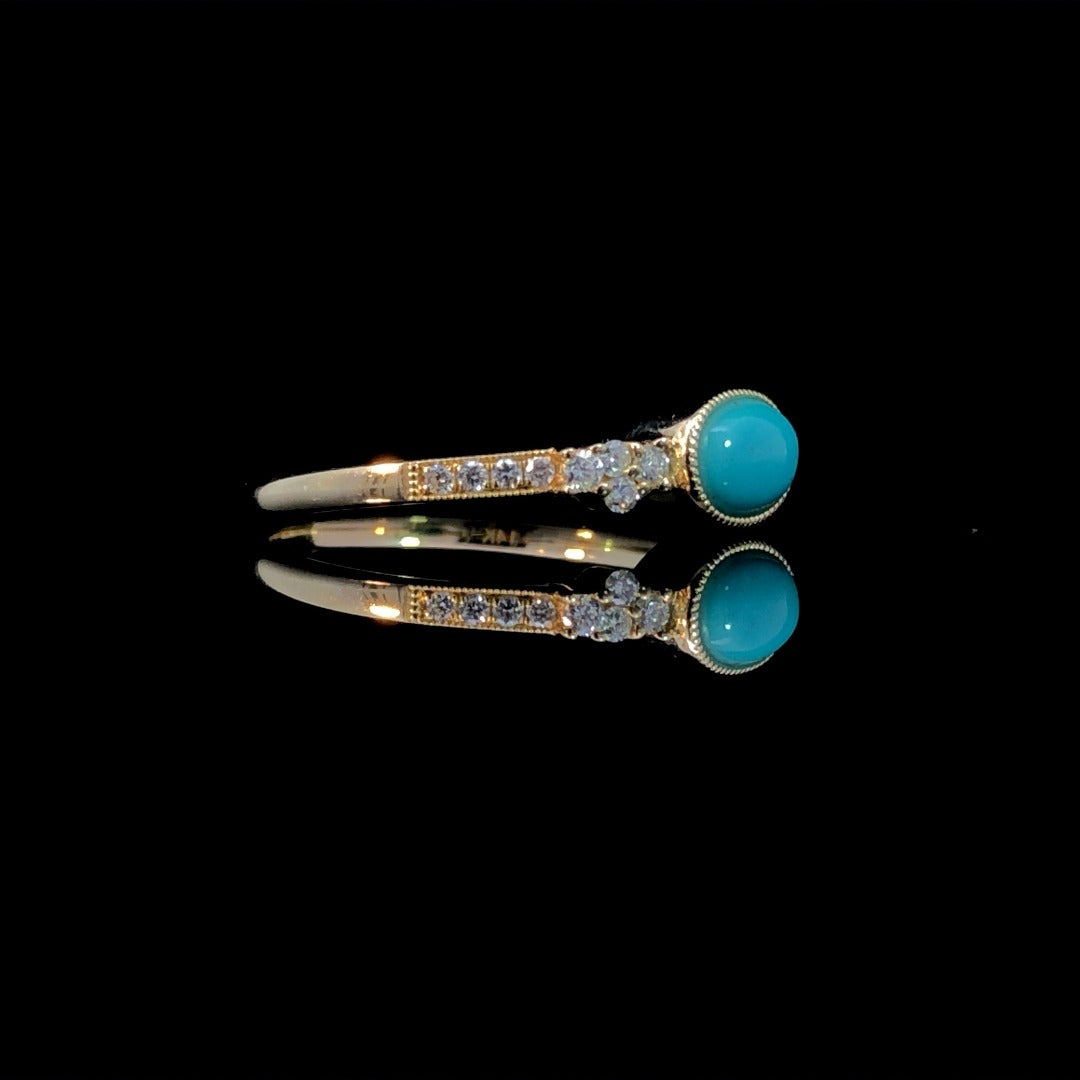 163304 - .44 ctw turquoise and diamond ring