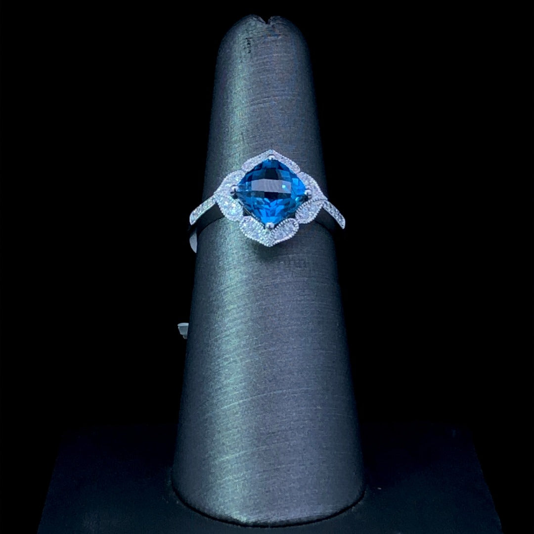 160104 - 2.26 ctw blue topaz and diamond ring