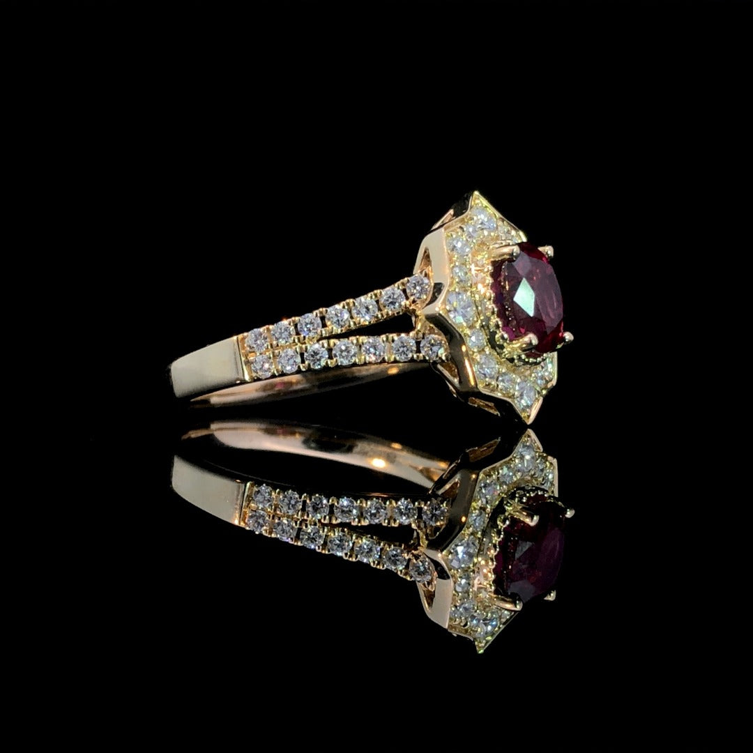 1.75 ctw ruby and diamond ring