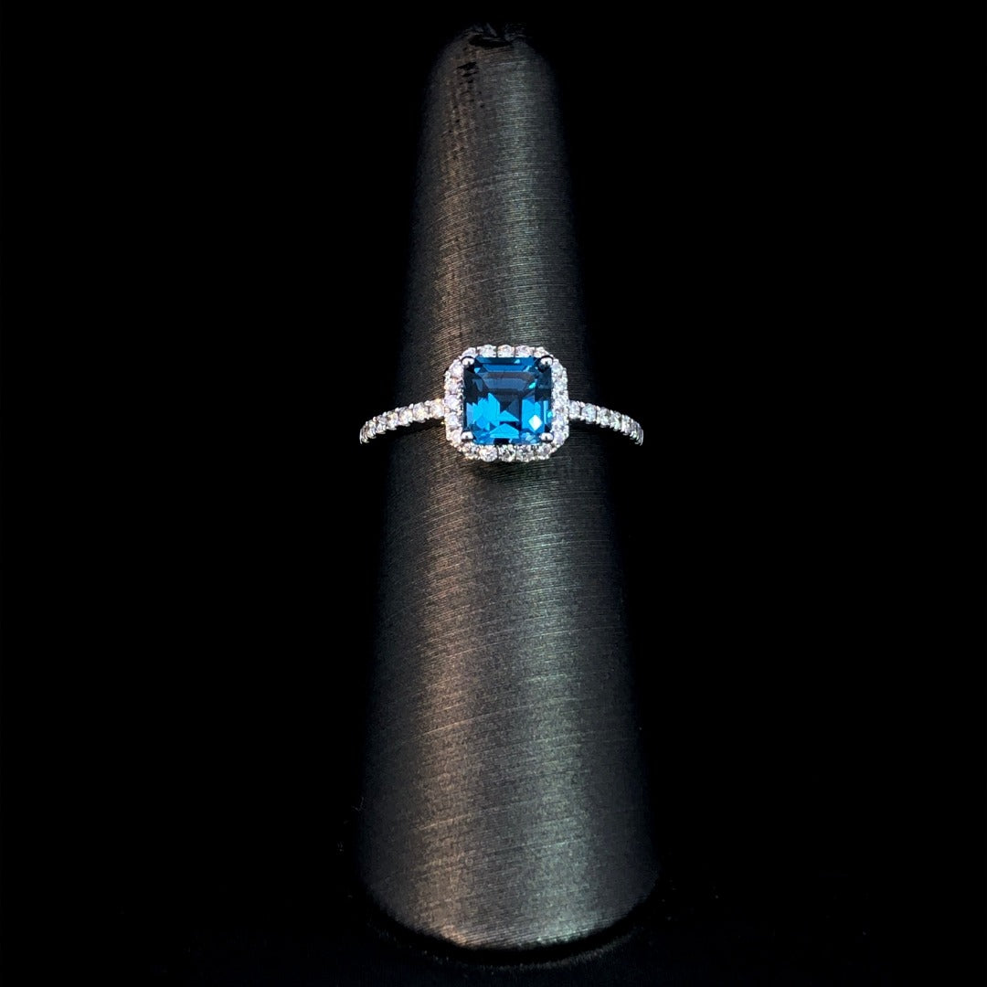 163347 - 1.69 ctw blue topaz and diamond ring