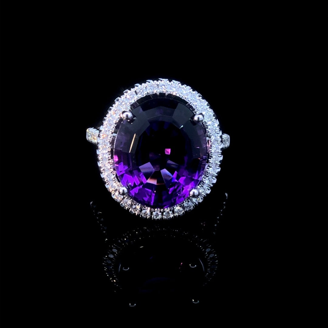 163224 - 8.14 ctw amethyst and diamond ring