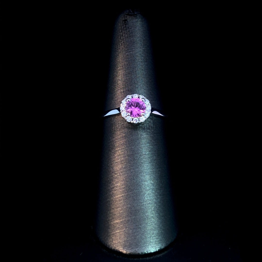 163231 - .63 ctw pink sapphire and diamond ring