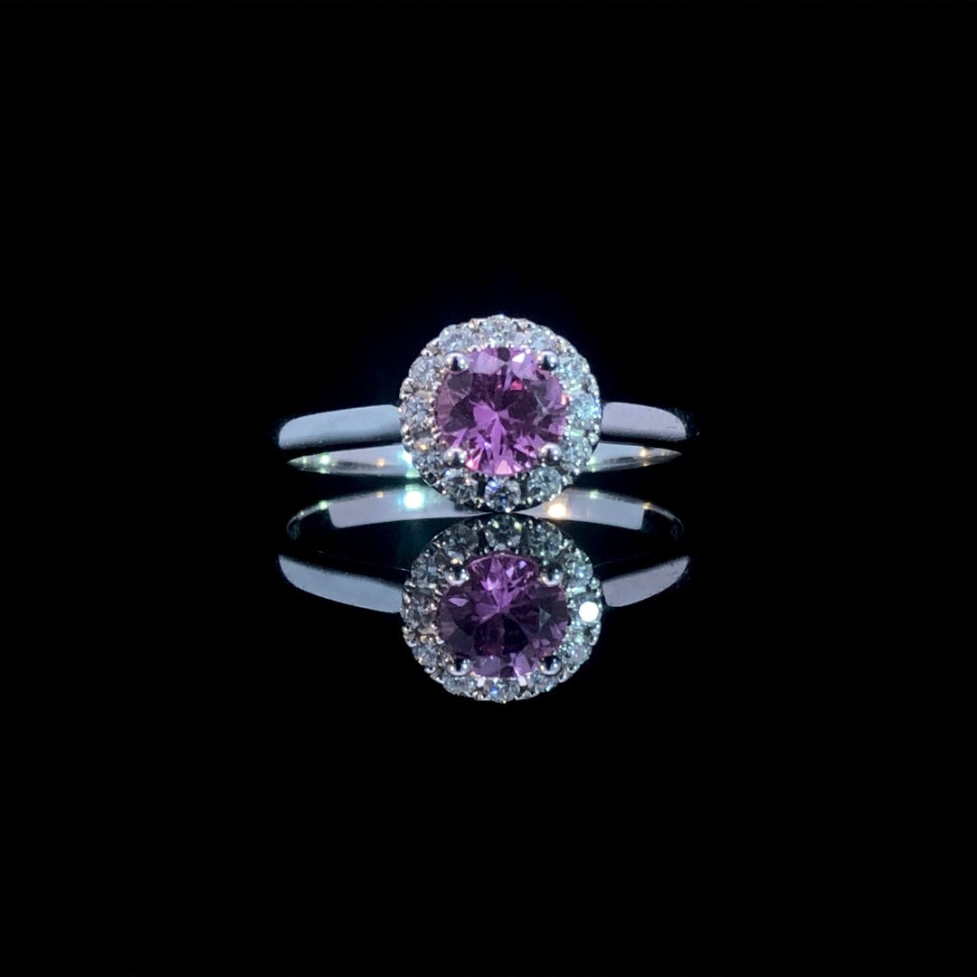 163231 - .63 ctw pink sapphire and diamond ring