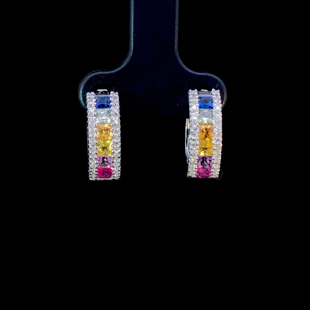 163116 - 1.76 ctw sapphire and diamond earrings