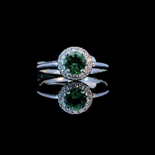 154927 - .13 ctw diamond and tsavorite garnet ring