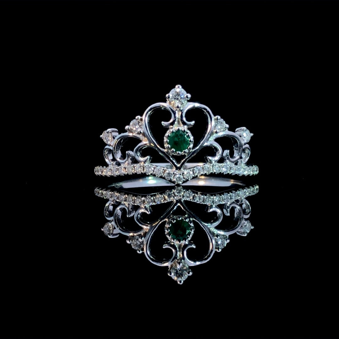 163297 - .32 ctw emerald and diamond ring