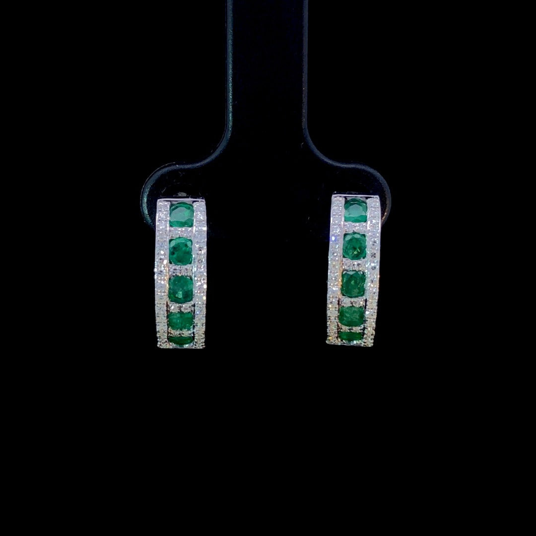 163120 - .84 ctw emerald and diamond earrings