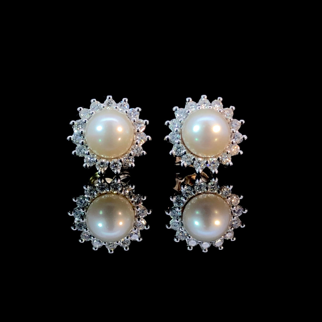 166461 - .50 ctw diamond and pearl earrings