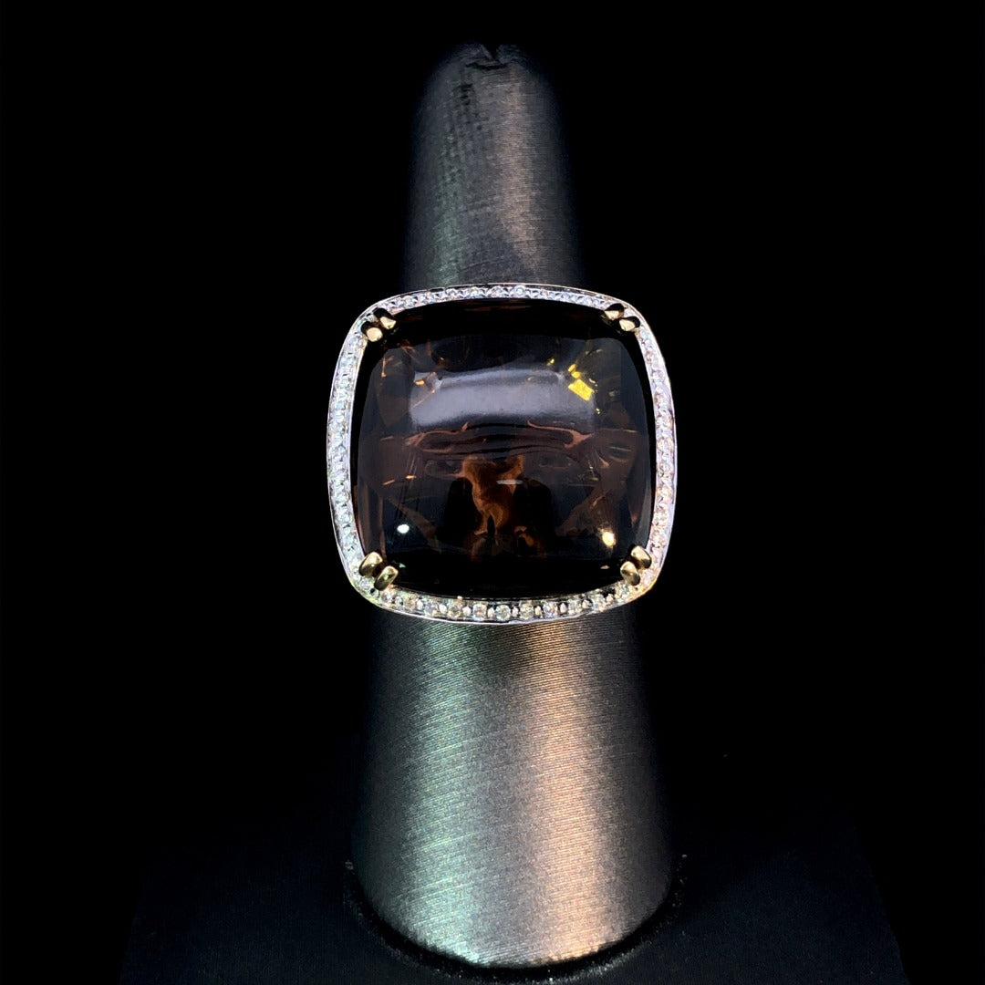 140239 - .22 ctw Diamond and Smokey quartz ring