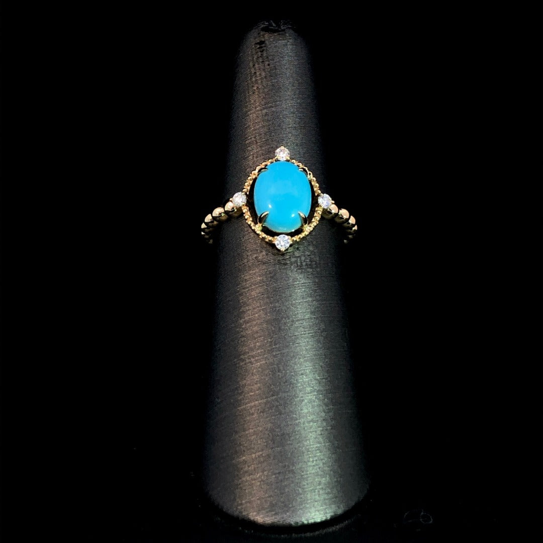 163302 - 1.79 ctw turquoise and diamond ring