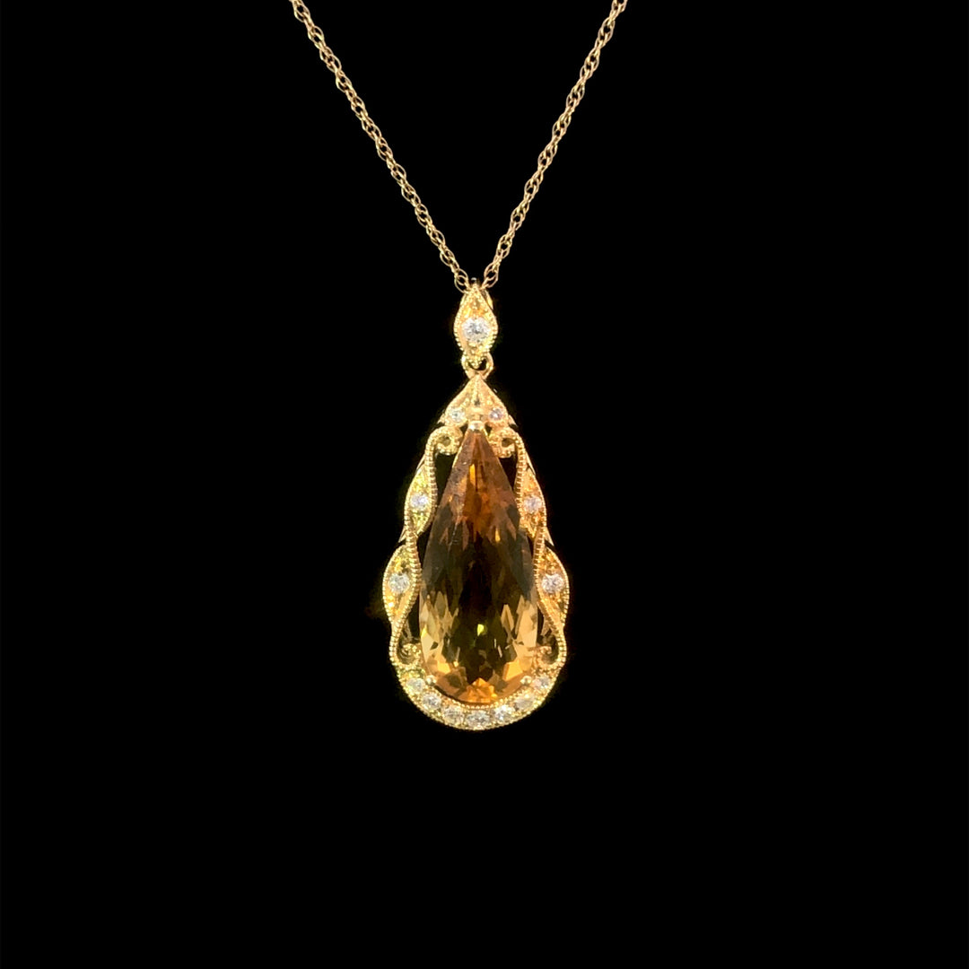 158242 - 3.76 ctw citrine and diamond pendant