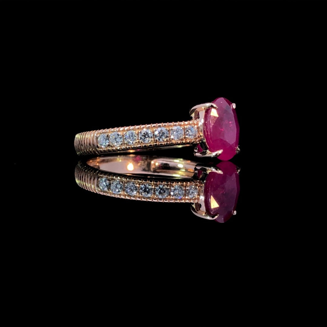 163128 - 1.72 ctw ruby and diamond ring
