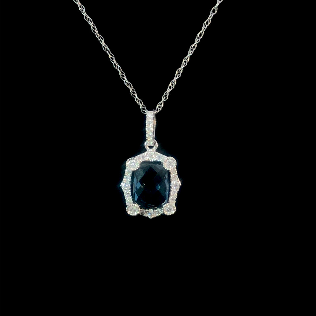157720 - 1.82 ctw blue topaz and diamond pendant
