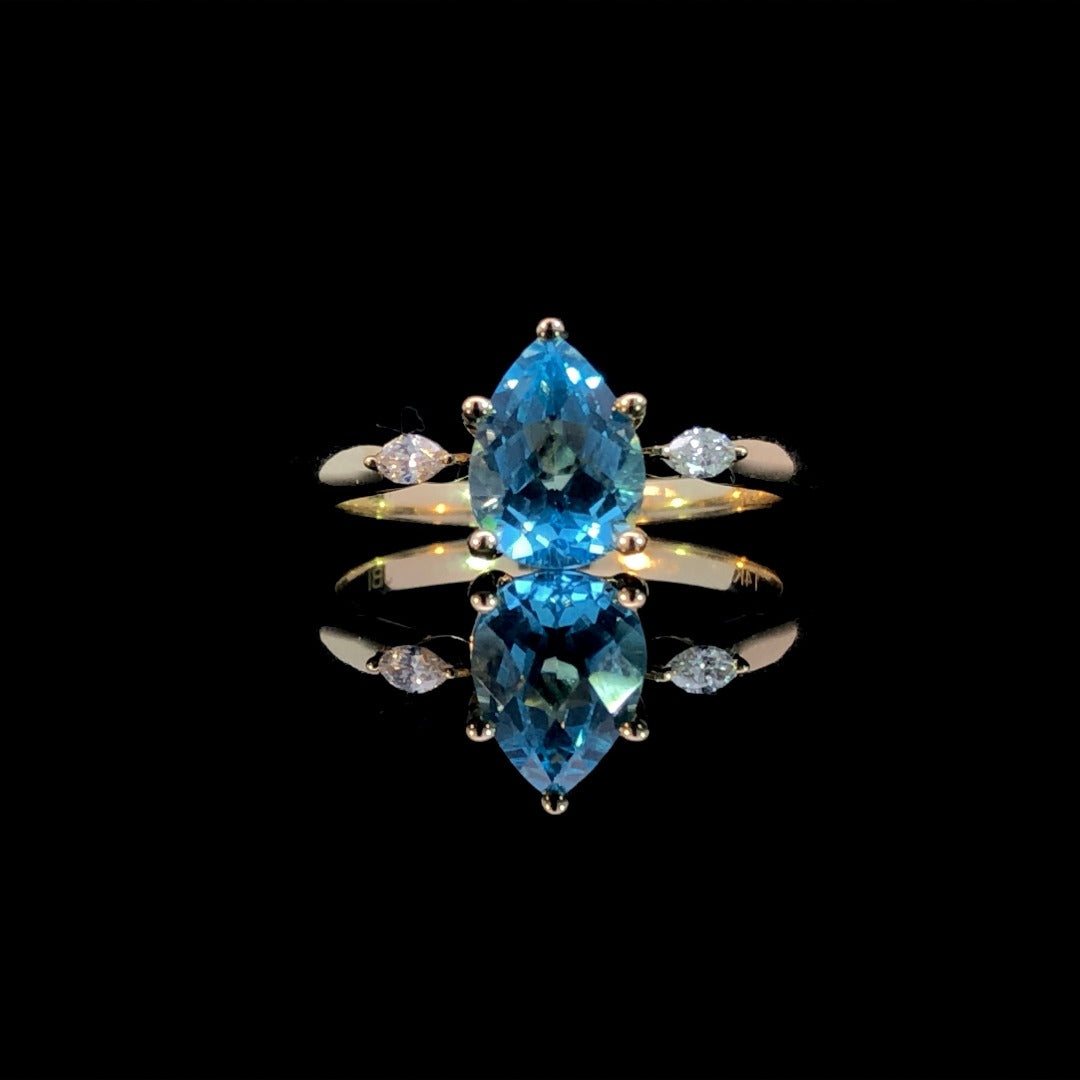 163342 - 1.51 ctw blue topaz and diamond ring