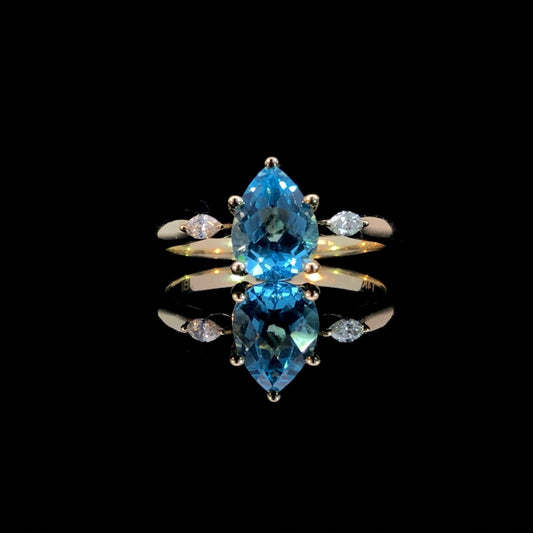 163342 - 1.51 ctw blue topaz and diamond ring