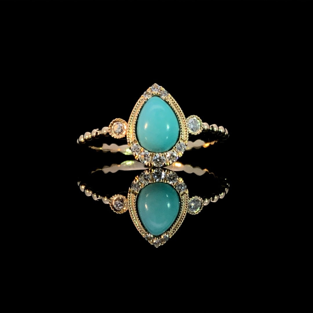 163301 - .61 ctw diamond and turquoise ring