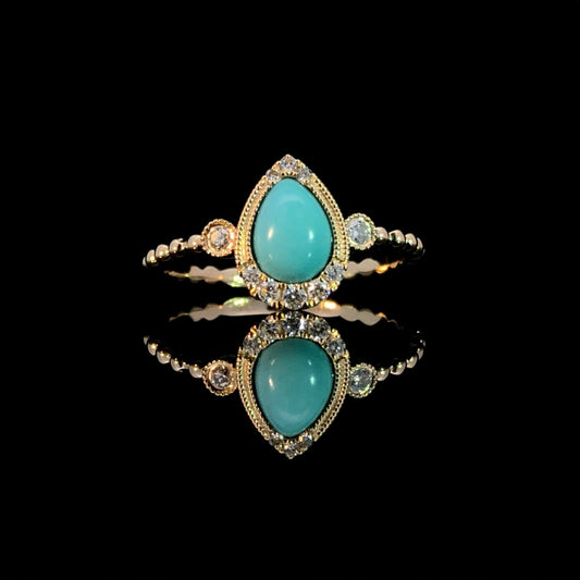 163301 - .61 ctw diamond and turquoise ring