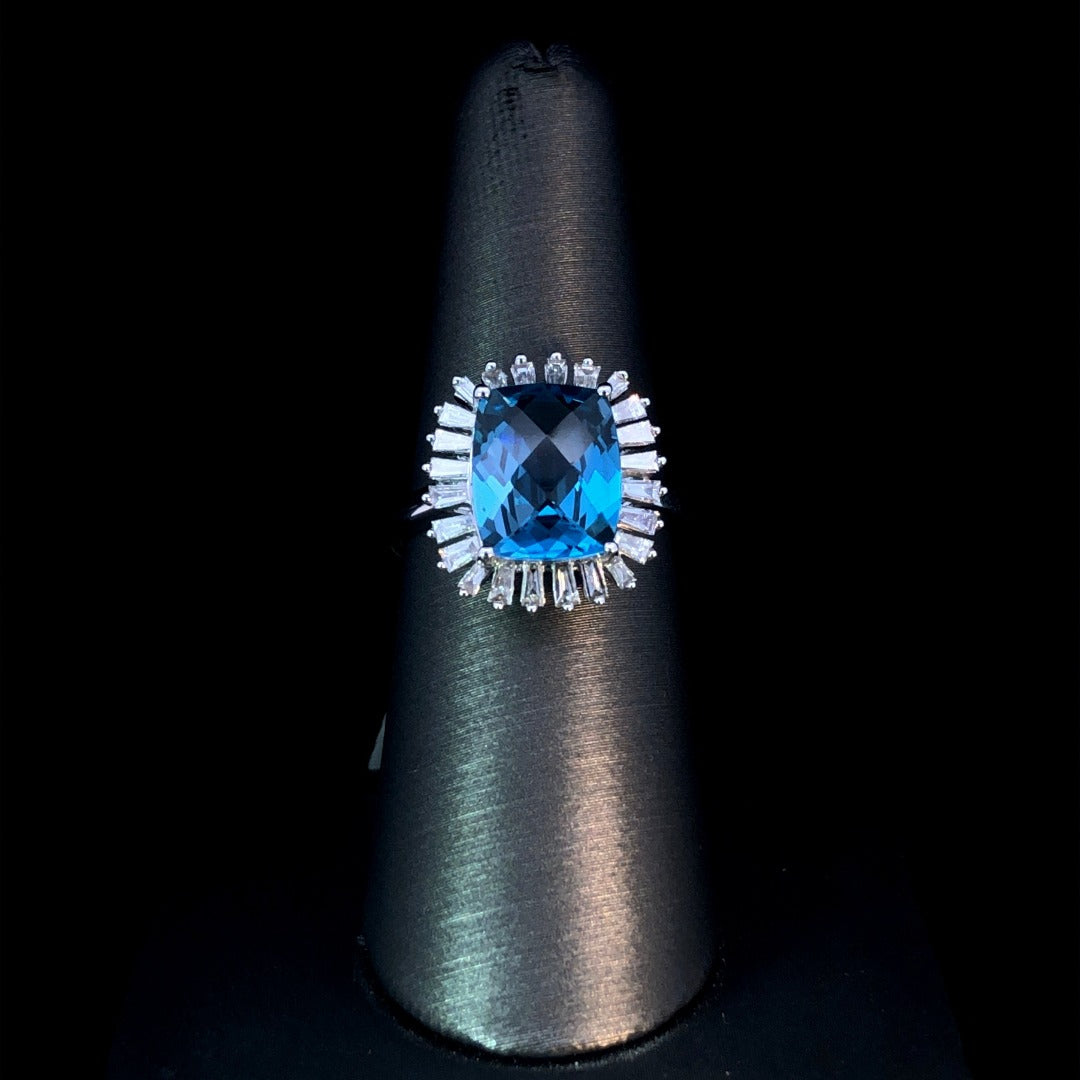 163096 - 5.24 ctw blue topaz and diamond ring