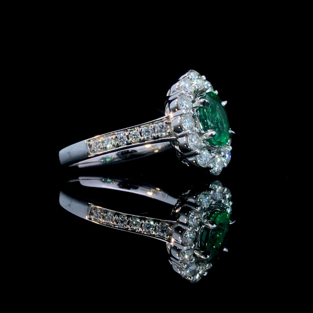 163227 - 1.59 ctw emerald and diamond ring