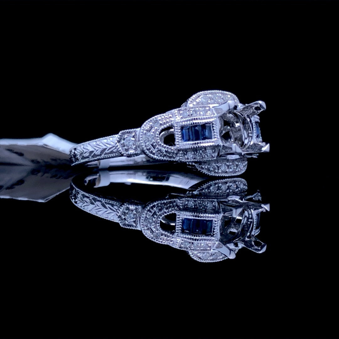 .28 ctw diamond and sapphire semi mount