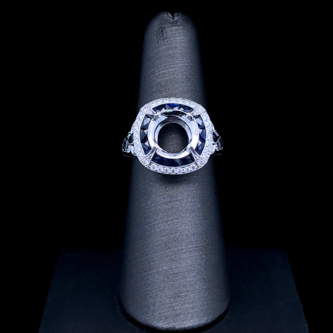 1.55 ctw diamond and sapphire semi mount