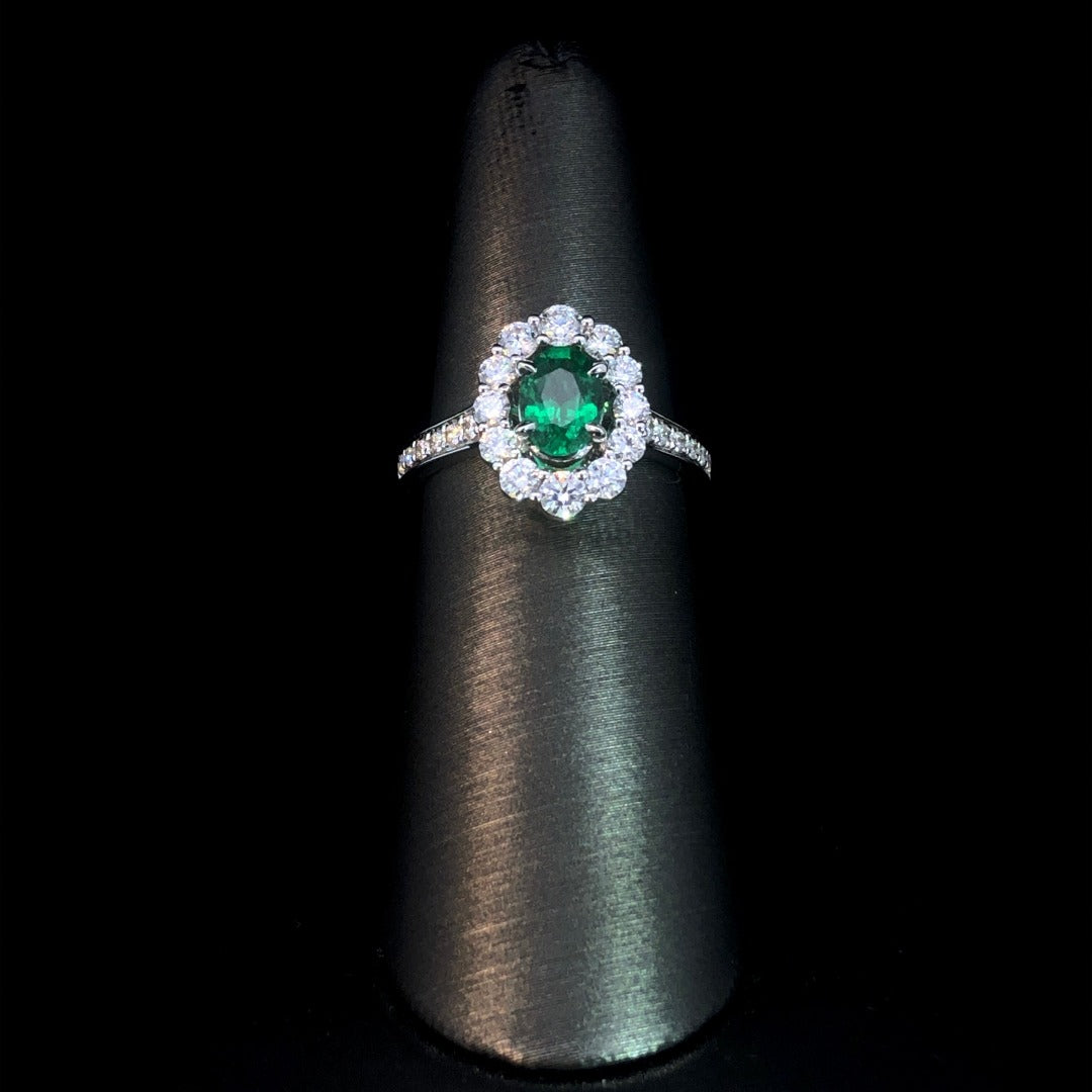 163227 - 1.59 ctw emerald and diamond ring