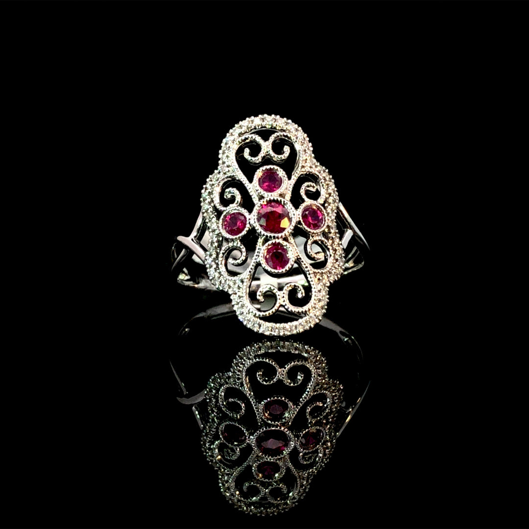 163844 - .47 ctw ruby and diamond semi mount
